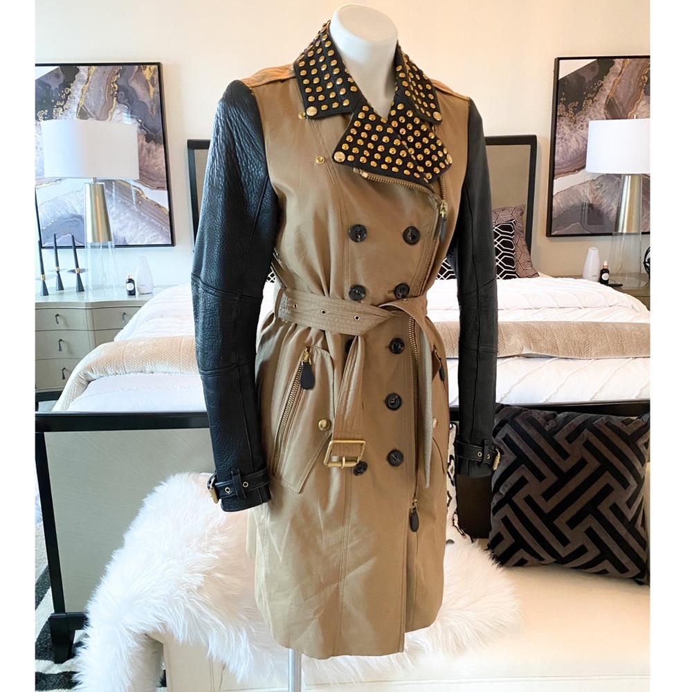 Burberry Tan and Black Trench Coat